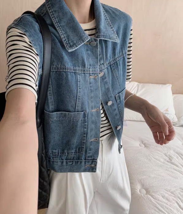骨格ストレートサイドポケットデニムベスト ベスト|骨格