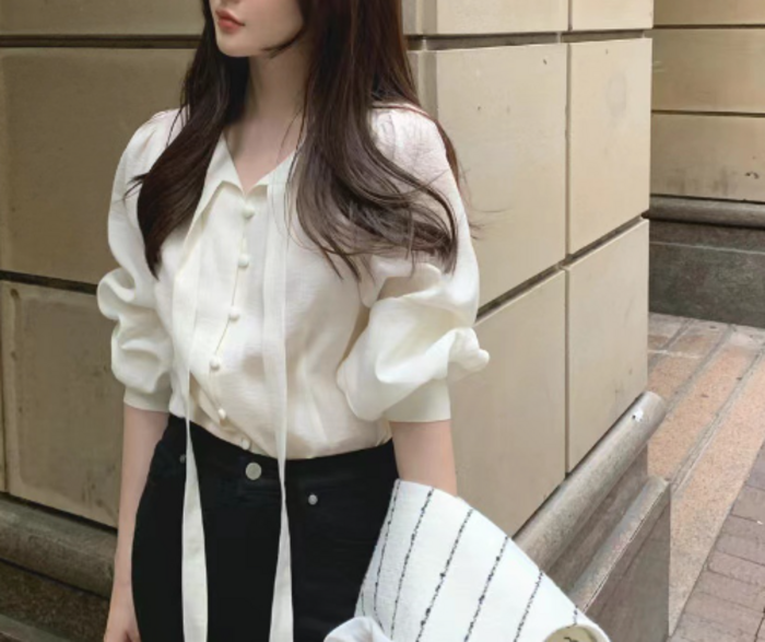 フロントボタンブラウストップス ブラウス|骨格ストレート専門通販 Stlady