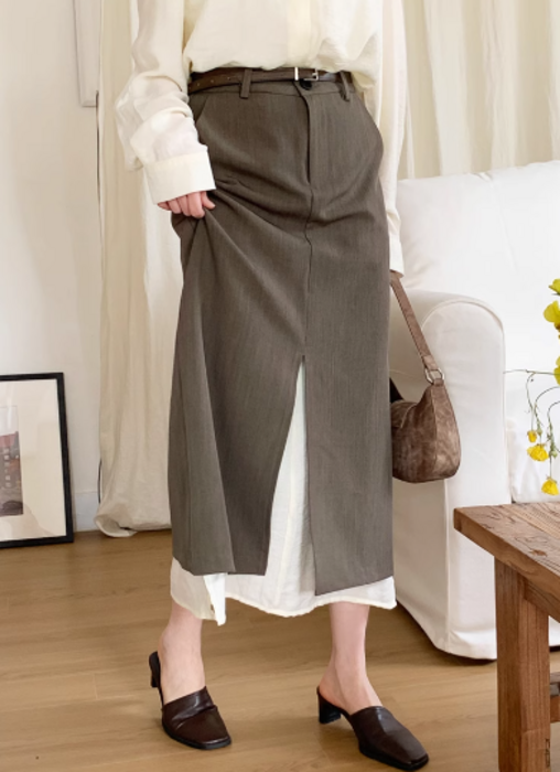 YANG LI ヤンリー ITALY製 レイヤード タイトロングスカート 36 レイヤードロングラップスカート | ファッション通販サイト NUGU