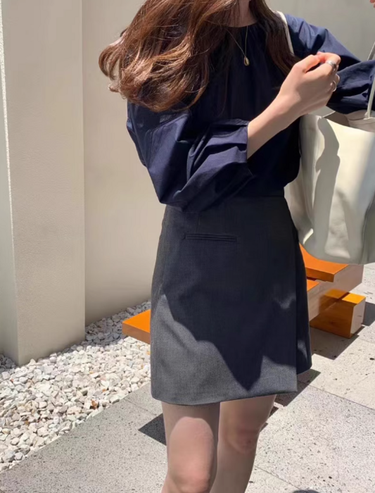 骨格ストレートラップ風台形ミニ丈スカート ミニスカート|骨格