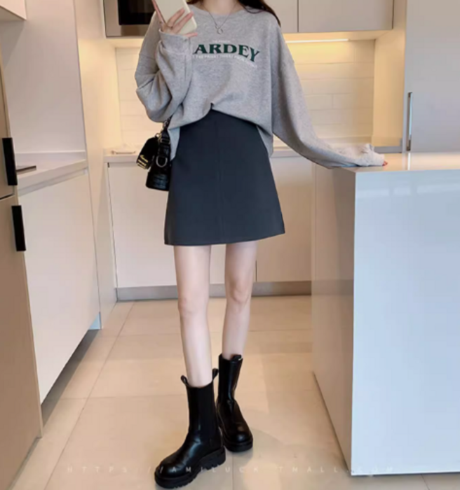 骨格ストレートベーシック台形ミニ丈スカート ミニスカート|骨格