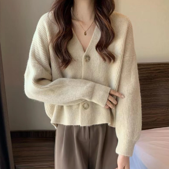 骨格ストレートVネックカラーニットカーディガン カーディガン|骨格