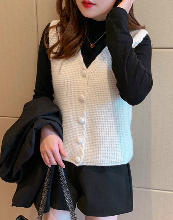 骨格ストレートVネックニットベスト ベスト|骨格ストレート専門