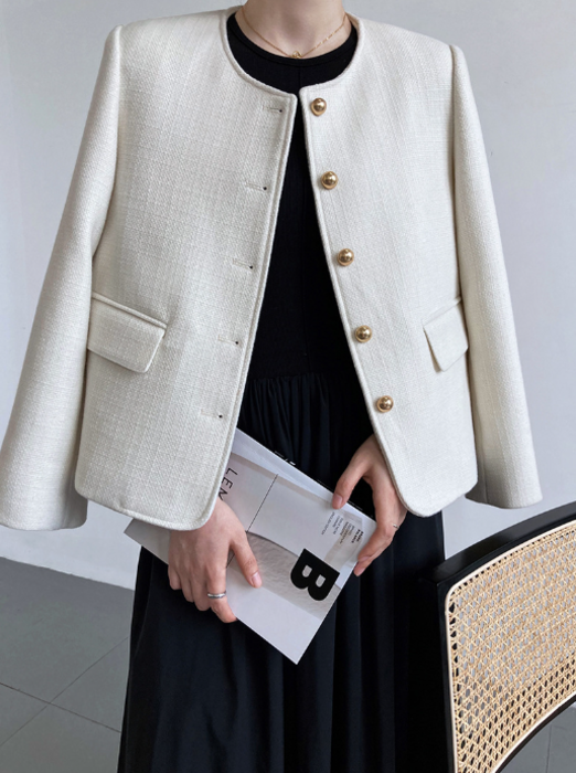 骨格ストレートツイードノーカラージャケット ジャケット|骨格 骨格ストレートツイードノーカラージャケット ジャケット|骨格