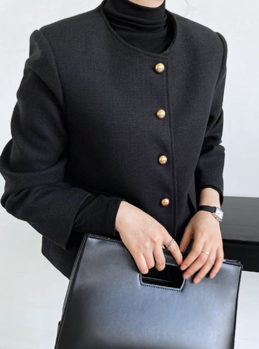 骨格ストレートツイードノーカラージャケット ジャケット|骨格