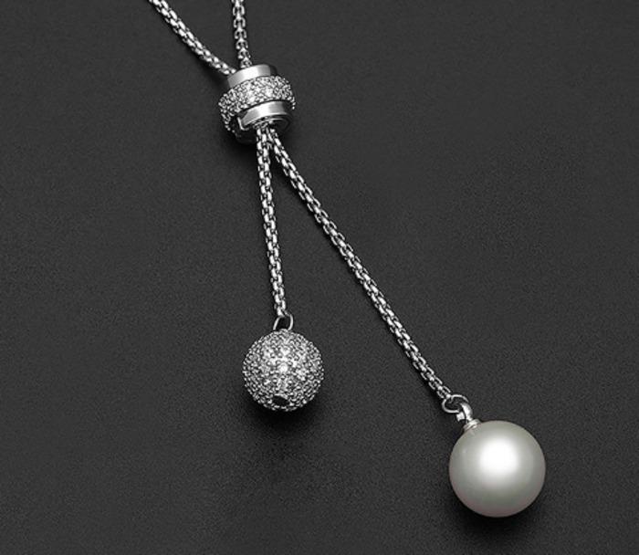 骨格ストレートパールY字ロングネックレス アクセサリー|骨格