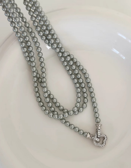 骨格ストレートパールロングチェーンネックレス アクセサリー