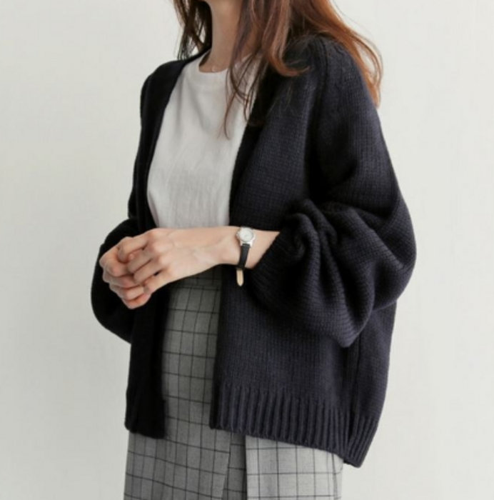 美品 23区 2XL 3L ウール　フード カーディガン グレー 黒　ニット カーディガン レディース 秋 冬 秋冬 黒 白 ニット Vネック