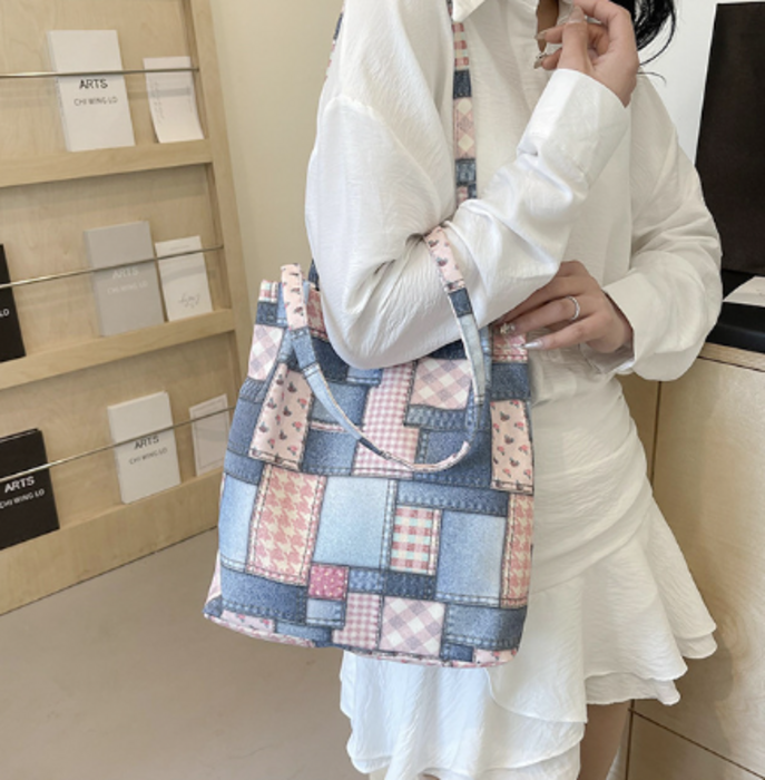 骨格ストレートパッチワーク風トートバッグ バッグ|骨格ストレート専門