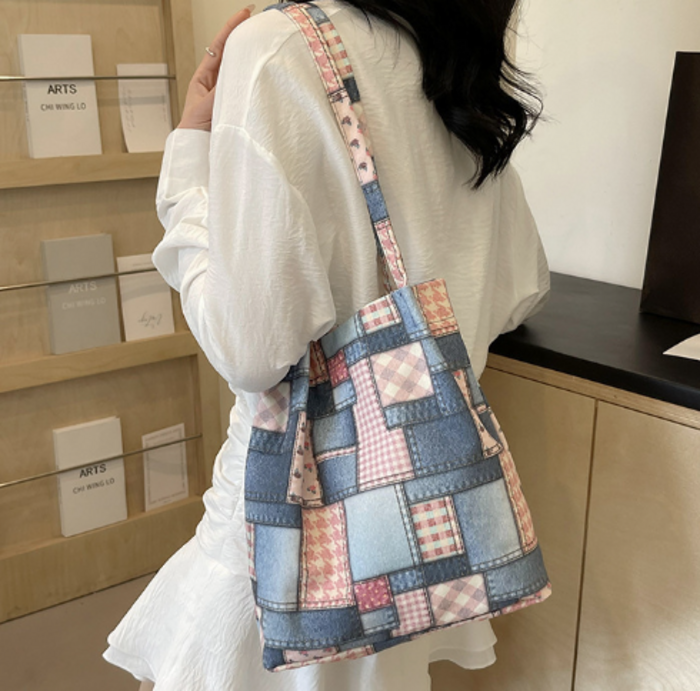 骨格ストレートパッチワーク風トートバッグ バッグ|骨格ストレート専門