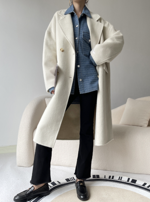 骨格ストレートダブルブレストロングコート コート|骨格ストレート専門