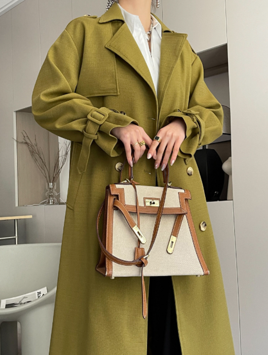骨格ストレートオリーブカラーダブルブレストロングコート コート|骨格
