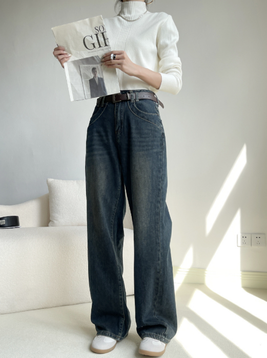 パンツ ワイドストレート シンプル ルーズ 大人カジュアル 全2色 ZOZO限定】ルーズフィットワイドストレートデニムパンツ（デニム