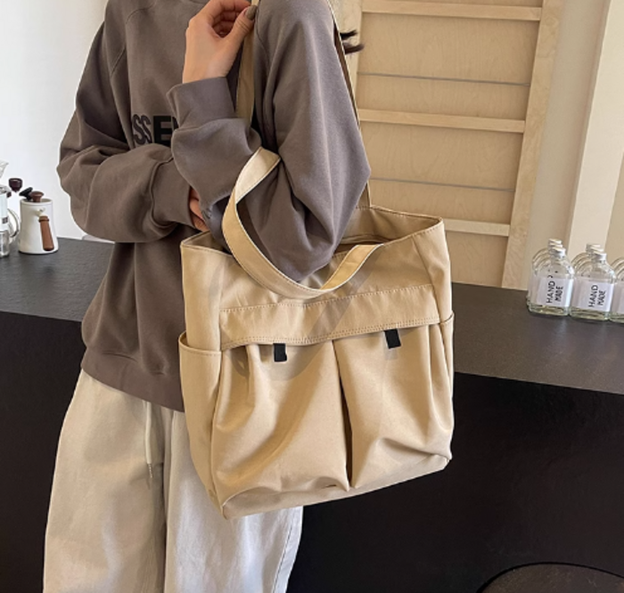 専用☆サイドポケット付きぷっくりバッグ☆ジョリーフルール 骨格ナチュラルフロントポケット付きトートバッグ バッグ|骨格