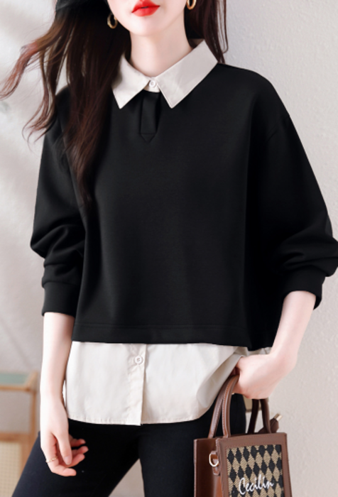Argue Culture 2way/袖取外し/レイヤード風Ｔシャツスウェット 40/2 COTTON JERSEY + STRIPED FABRIC CHEST PIN TUCKED SHIRT(M