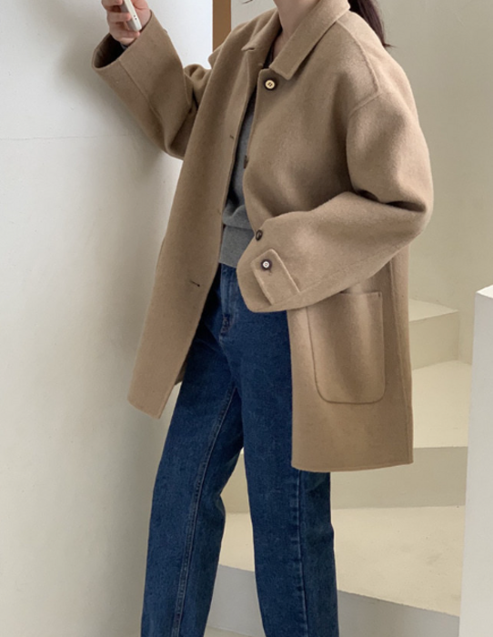 骨格ナチュラルミドル丈フロントボタンコート コート|骨格