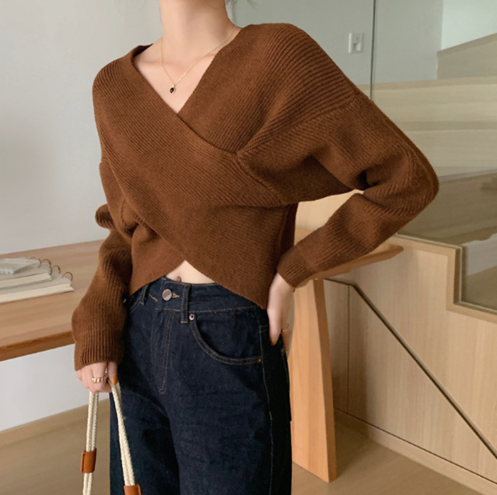 骨格ストレートクロスデザインニットトップス ニット|骨格ストレート