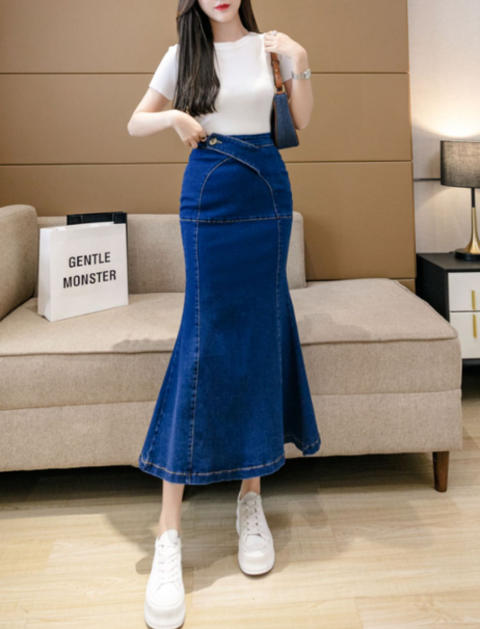 骨格ナチュラルデニムマーメイドスカート デニムスカート|骨格