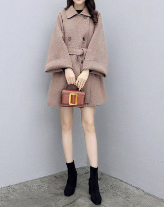 骨格ストレートスカート付きミドル丈コート コート|骨格