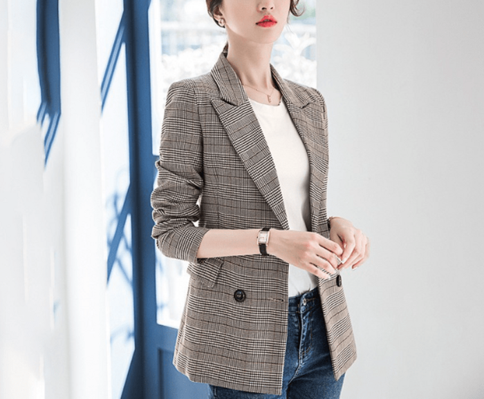骨格ナチュラルグレンチェックテーラードジャケット ジャケット|骨格