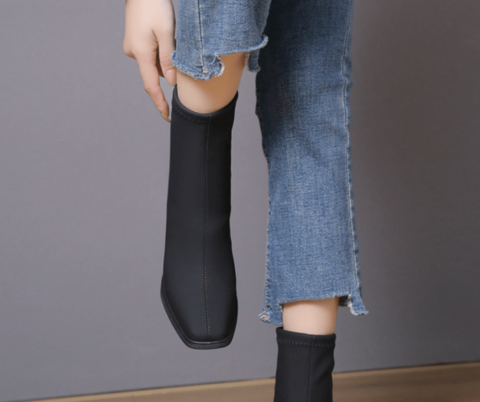 ステファンヴェネジア　ガラス加工ショートブーツ(ブルー)36　STEPHEN SHISEI シセイ 24014S サイドゴアブーツ SQUARE SIDE GORE BOOTS