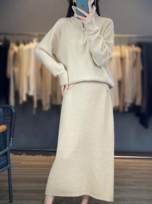 骨格ナチュラルフロントジップニットセットアップ セットアイテム|骨格