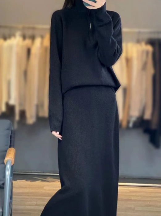 骨格ストレートフロントジップニットセットアップ セットアップ|骨格