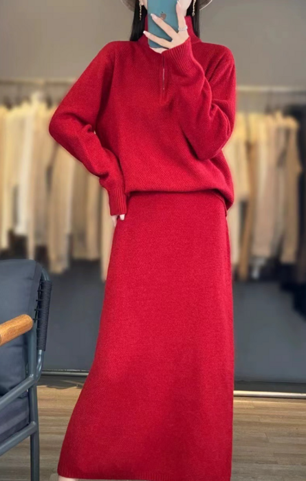 骨格ナチュラルフロントジップニットセットアップ セットアイテム|骨格