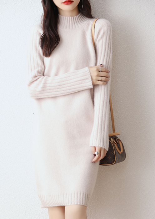 骨格ストレート膝丈ニットワンピース ロングワンピース|骨格ストレート