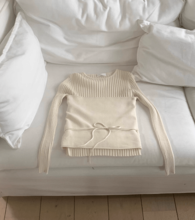 eaphi ウェーブニット 骨格ウェーブビスチェ付き長袖ニットセーター（トップス）｜骨格