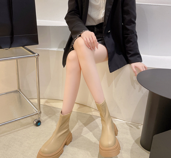 ブライス　ストレートチップミディアムブーツ　ナチュラル×キャメル ブライスストレートチップミディアムブーツナチュラル×キャメル