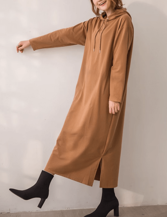 骨格ナチュラルスウェットパーカーロングワンピース ロングワンピース