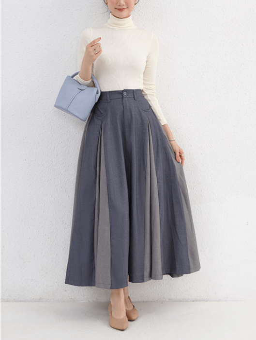 フィット＆フレアパネルロングスカート グレー DRESSLAVE スカート fit ＆ flare panel long skirt(フィット