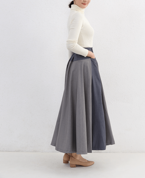 フィット＆フレアパネルロングスカート グレー DRESSLAVE（ドレスレイブ）の「fit & flare panel long skirt