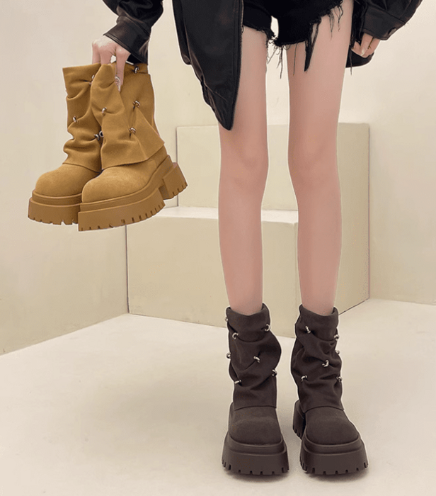 デモニア Dollskill プラットフォームブーツ ブラウン 骨格ナチュラル厚底プラットフォームブーツ ブーツ|骨格ナチュラル専門