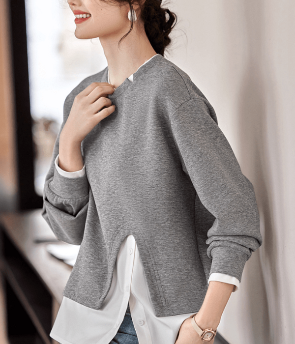 Theory - Mama Theory 20aw 異素材レイヤードプルオーバー 骨格ナチュラルレイヤードデザインプルオーバー Tシャツ