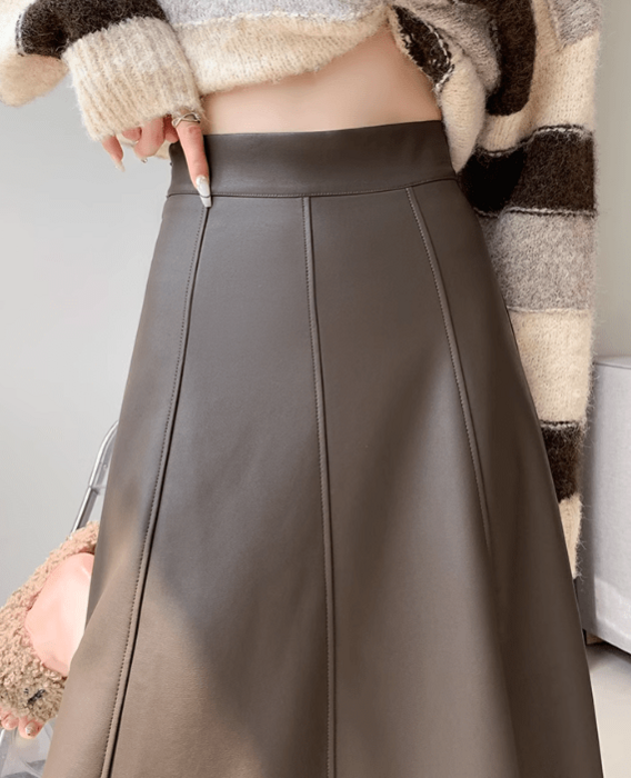 骨格ウェーブPUレザーAラインスカート（スカート）｜骨格ウェーブ専門