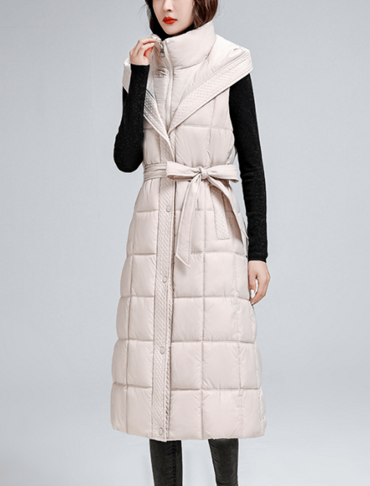 骨格ストレートウエストマークベルト付きベストダウン アウター|骨格