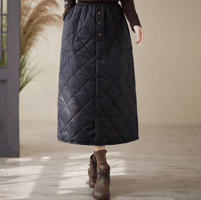 骨格ナチュラルキルティングロングスカート ロングスカート|骨格