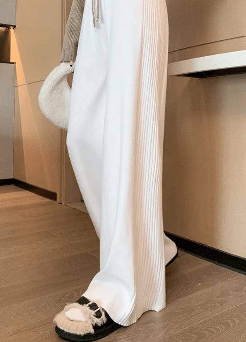 骨格ストレートサイドプリーツニットワイドパンツ パンツ|骨格
