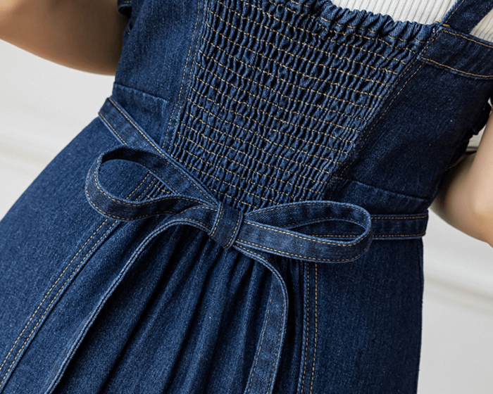 UN3D アシンメトリーデニムドレス　デニムサロペットスカート　デニムスカート UN3D アシンメトリーデニムドレス デニムサロペットスカート
