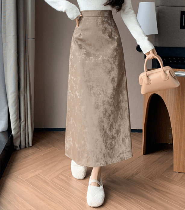 骨格ナチュラル刺繍Iラインロングスカート スカート|骨格