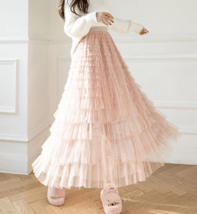 RT-141409 ジェーンマープル チュールフリルロングスカート 91ee6b78afddda2c2b08b7dcd2d416
