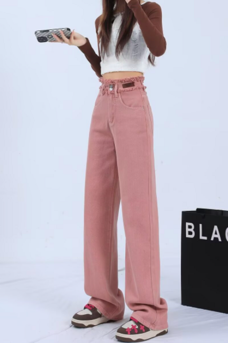 骨格ストレートフリンジピンクデニムパンツ パンツ|骨格