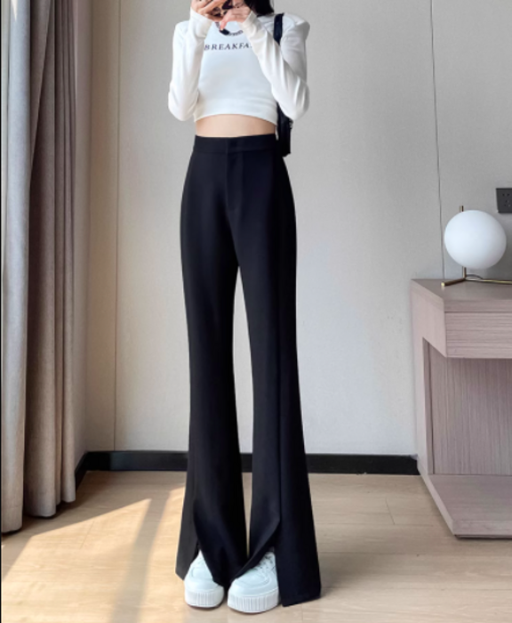 お洒落 レッグスリット カジュアル ストレートパンツ 楽天市場】フレア スリット パンツ レディース きれいめ