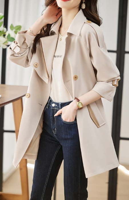tシャツ ミドルレングストレンチコート レディース FREE STYLISTS トレンチコート コート ミドル丈トレンチコート