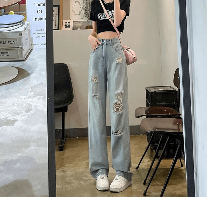 骨格ストレートダメージデニムパンツ パンツ|骨格ストレート専門通販