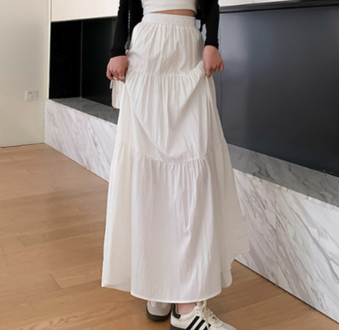 骨格ナチュラルマキシ丈ティアードロングスカート スカート|骨格